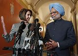 Nancy Pelosi and Manmohan Singh