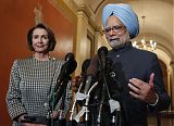 Nancy Pelosi and Manmohan Singh