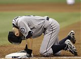 Ichiro Hit by Ball